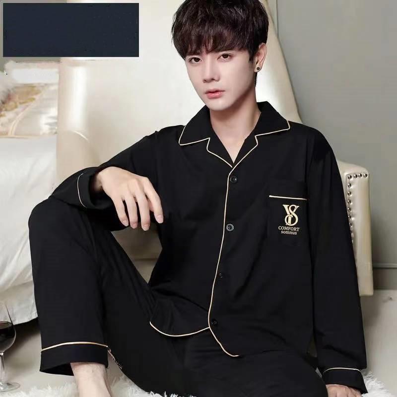 Cotton Pajamas Men's Loose Long Sleeve Cardigan Suit Plus Size Casual Homewear
