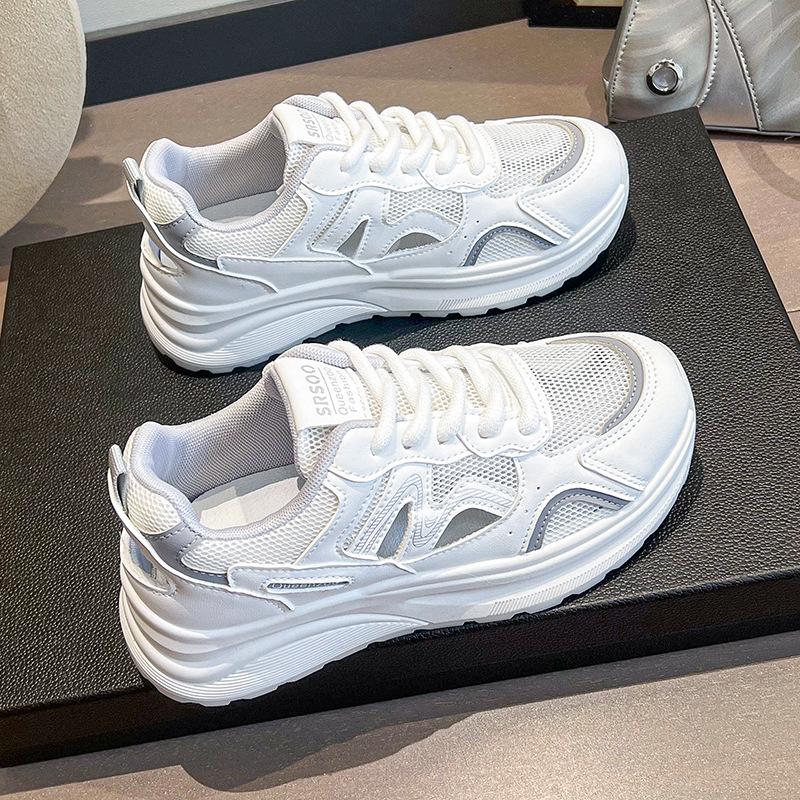 

2025 new shoes summer women s little white shoes platform sole lightweight casual dad shoes breathable mesh sneakers women 41 сірий колір