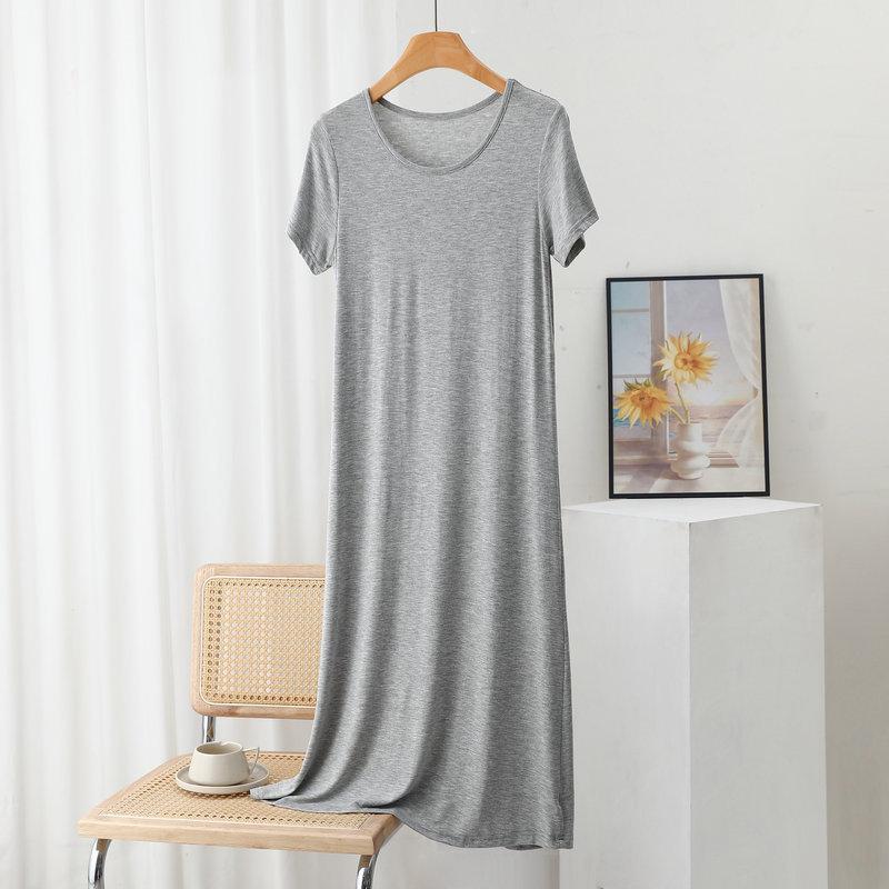 New Short-sleeved Crew Neck Nightdress Women's Summer Modal Dress Summer Long A-shaped Dress