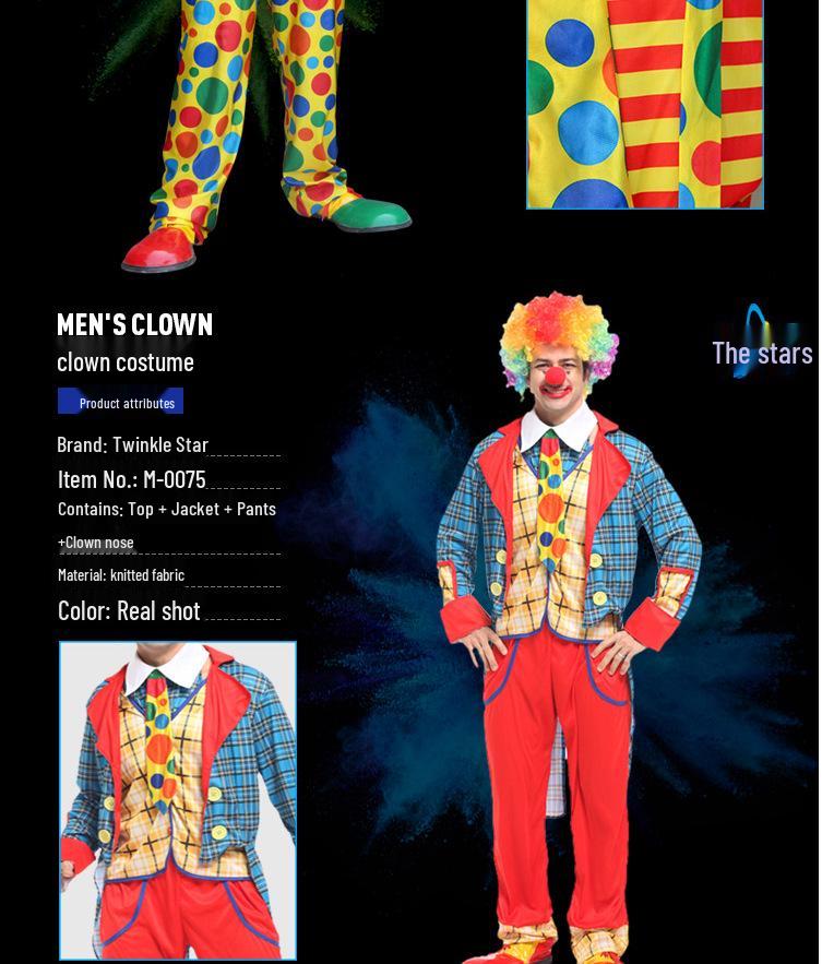 Adult Clown Cosplay Costume for Parties and Masquerades – Includes Clothes and Accessories