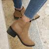 Fashion Autumn Women Ankle Boots Retro Style Pointed Toe Leather Boots Solid Short Barrel Chunky Heel Western Boots Botines Mujer