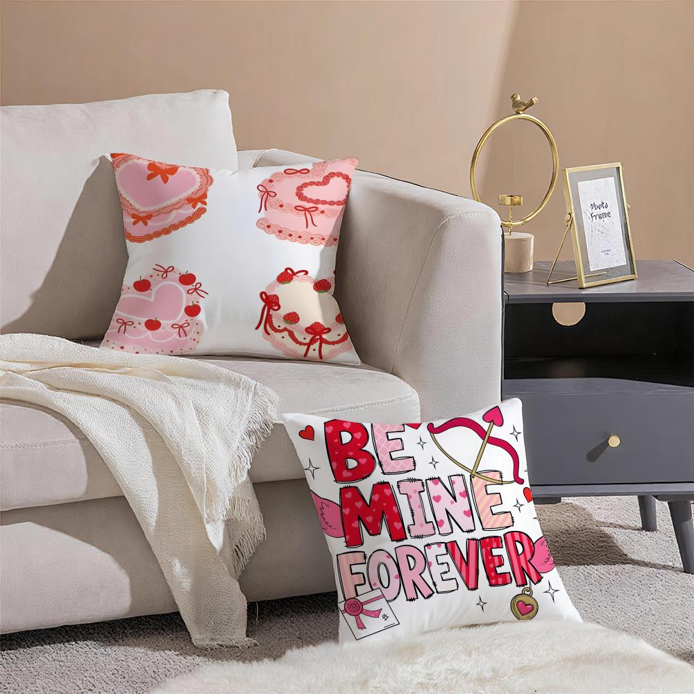 Valentines Day Gift with Heartshaped Pattern Cushion Cover Throw Pillow Cover Hidden Button Durable Polyester Chair Cushion