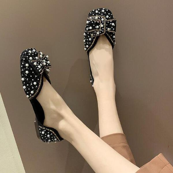 Pantofi de dama Pantofi de dama plat cu stras perlat Pantofi cu talpa moale