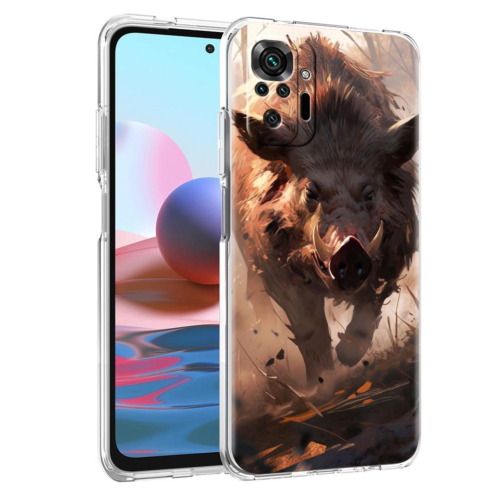 

Transparent Phone Case for Redmi 14C 13C 10C 10 9 Note 13 12 11 K50 K40 Plus Pro 4G 5G Soft TPU Cover Wild Boar Pattern Fundas for Redmi 14C