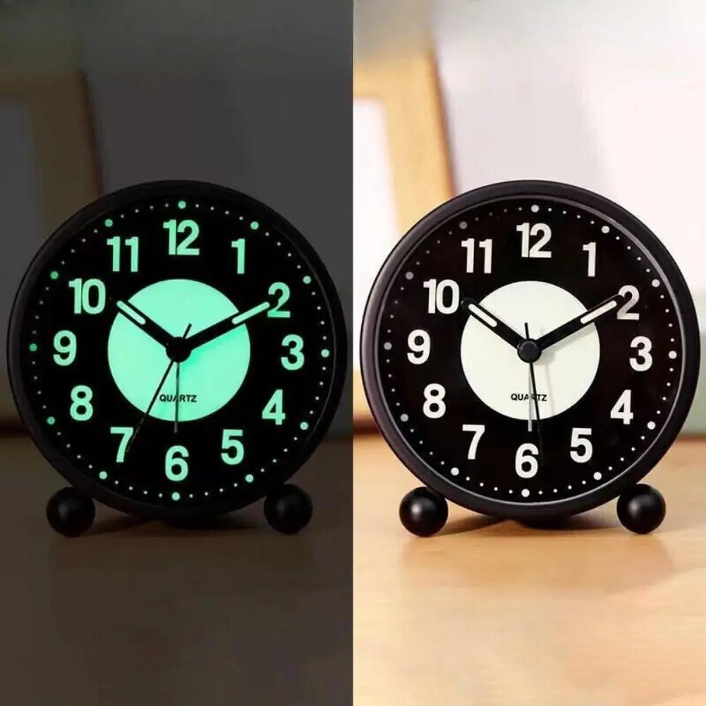 Silent Bedside Alarm Clock Non Ticking Glow-in-the-Dark Bedroom Clock