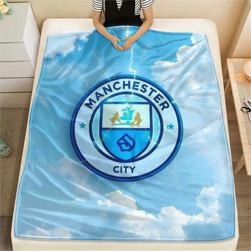 Man City Flannel Blanket, High quality Comfortable for All Seasons, Home Decor, Warmth and Comfort