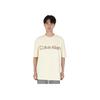 Calvin Klein SS23 Logo Print Loose Round Neck Pullover Short Sleeve T-Shirt Men Tops Ivory-White 40LM200-CEN