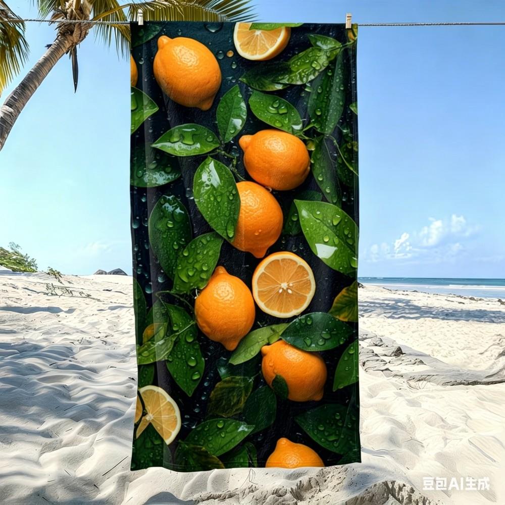 Zitronen-Print Mikrofaser Strandtuch, Extragroß Schnelltrocknend Sandfrei Badetuch, XL Frucht Reise Schwimmbad Decke
