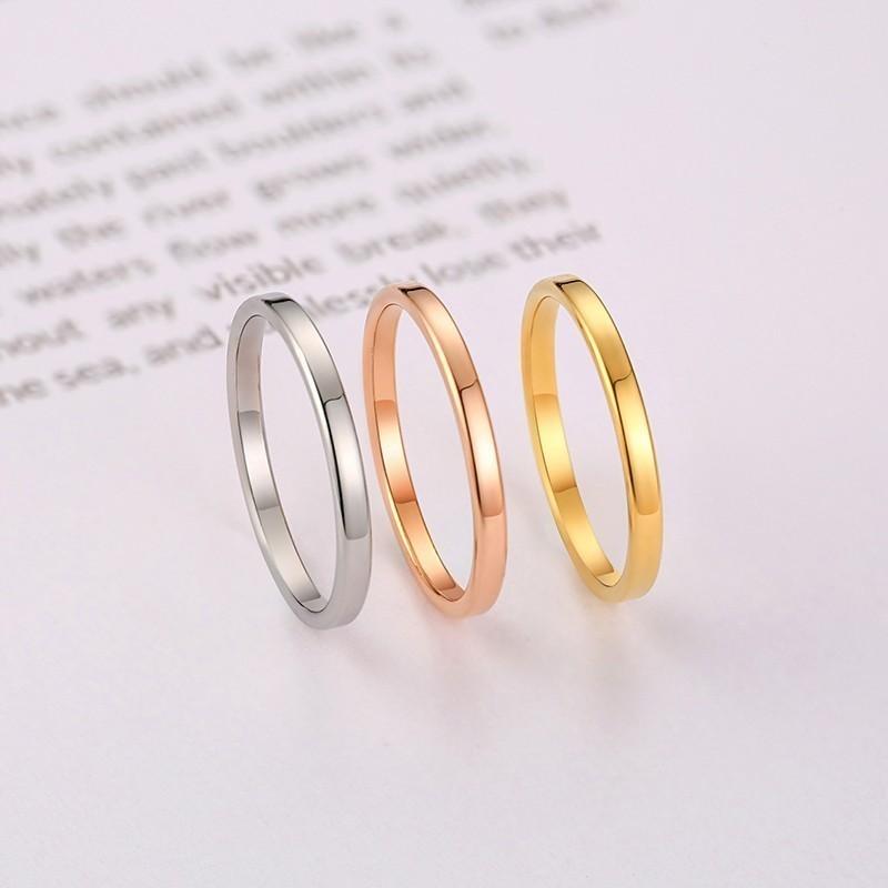 Vnox Basic 2MM Thin Wedding Rings for Women High Polished Stainless Steel Female Girl Finger Anel Alliance Anillo Femenino