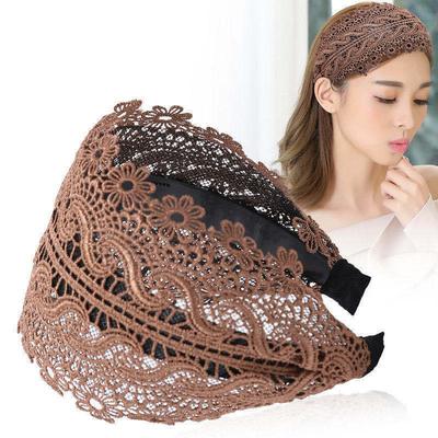 Damen-Haarband mit dekorativem Muster, Spitze, breites Haarband, Mädchenmode, dehnbar, breites Spitzen-Stirnband, Turban, Kopfbedeckung, Bandanas