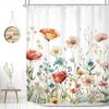 Blooming Cat Shower Curtain-Cute Kitten On Vibrant Floral Background, Cheerful Bathroom Decorative Shower Curtain