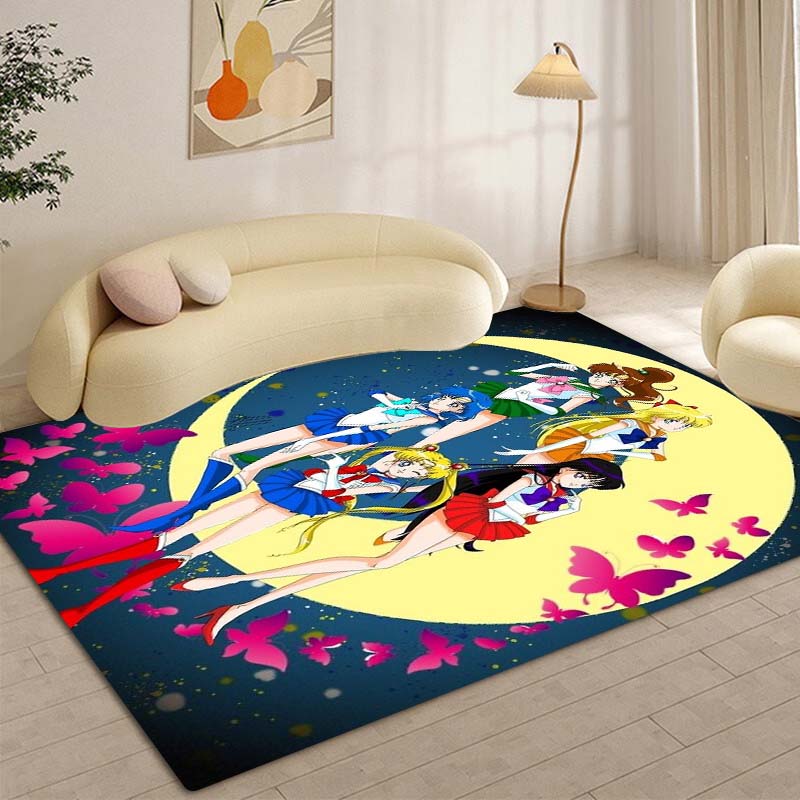 High-definition 3D Sailor Moon anime rug, suitable for bedrooms, living rooms, home sofa decoration, large decorative rug, and