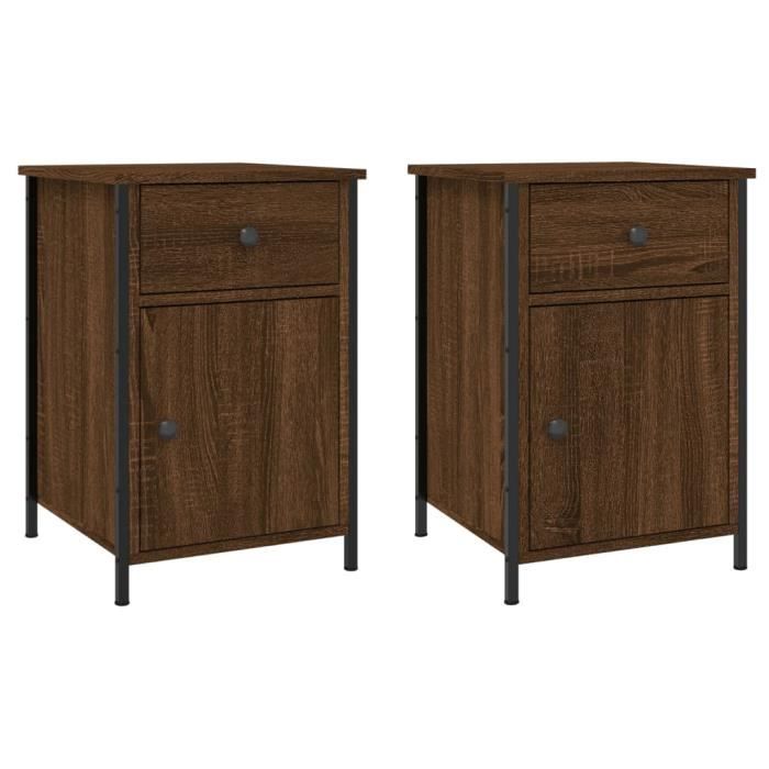 VidaXL Tables de chevet 2pcs Chêne marron 40x42x60cm Bois d'ingénierie 825912