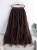 Women's Irregular A-line High Waist Mesh Skirt, 2025 Spring/Autumn