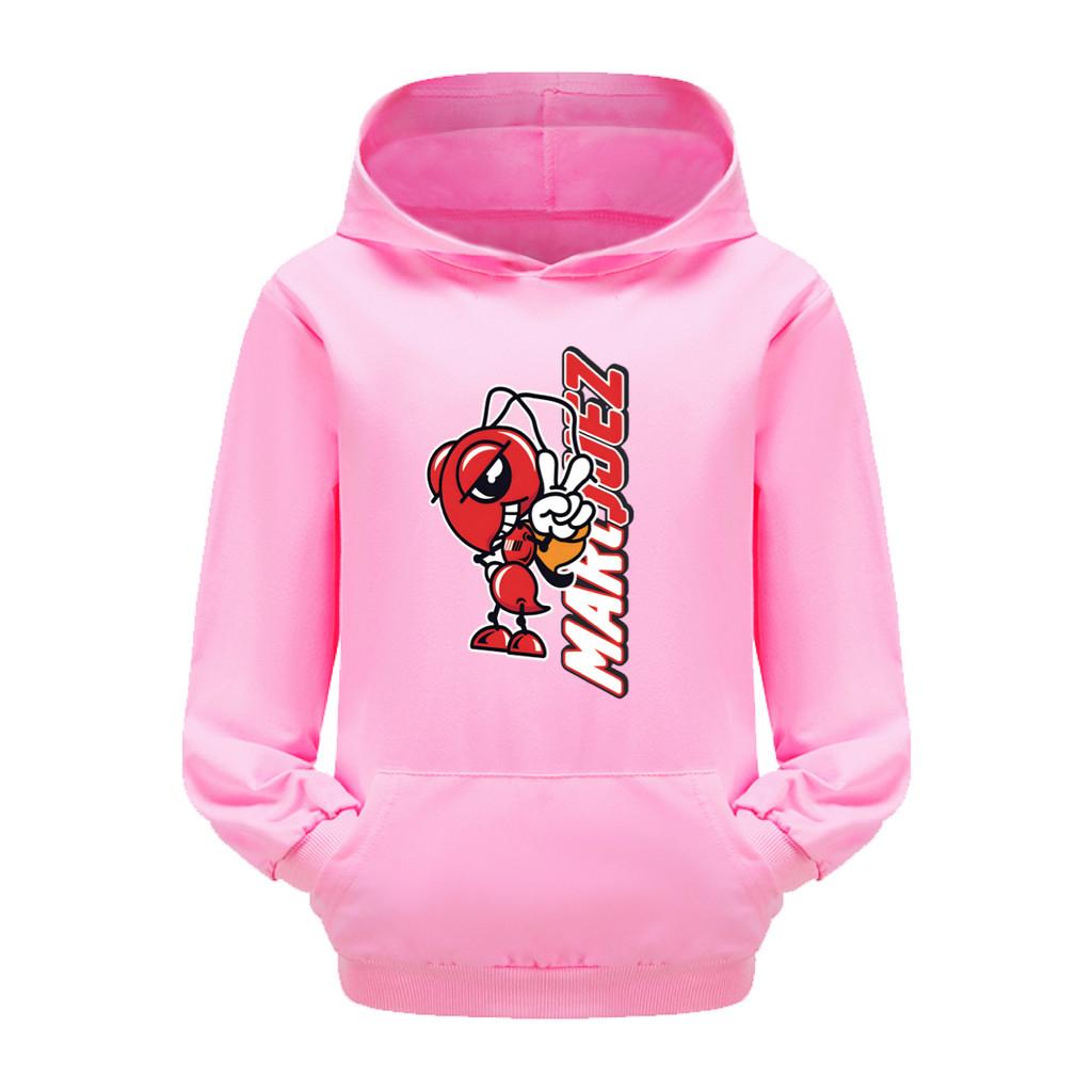 4819 Kids Boys Girls Marquez Motorcycle Print Hooded Pocket Long Sleeves Hoodies 110cm розовый