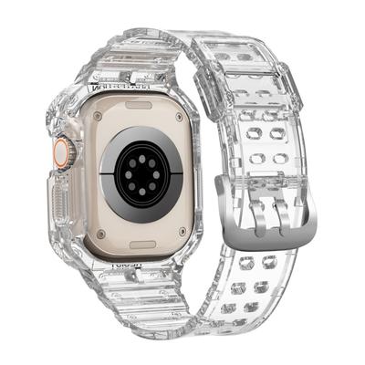 Strap for Apple Watch Band Ultra 49mm Accessories Transparent Sport Silicone bracelet+Protective Bumper Iwatch Case Cover 49 Mm