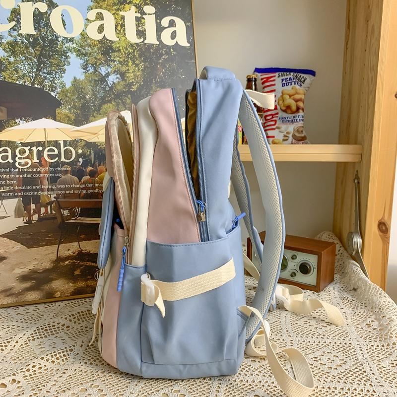 Schoolbag Junior High School Women's Large Capacity Backpack Color Contrast Backpack For High School Students