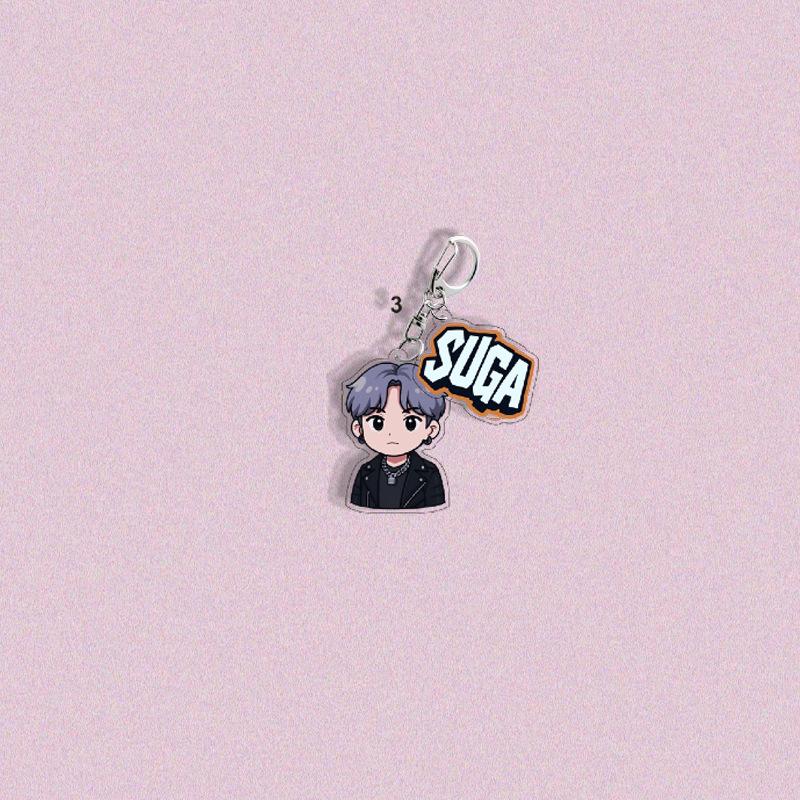 BTS Member Cartoon Character & Name Keychains, Celebrity Merchandise, Bag Charms, Fan Gifts