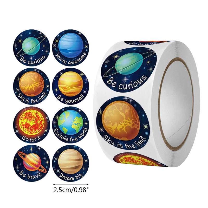 Lovely Solar System Stickers Realistic Planet Adhesive Round Labels for DIY Card School Birthday Party Classroom 500PCS