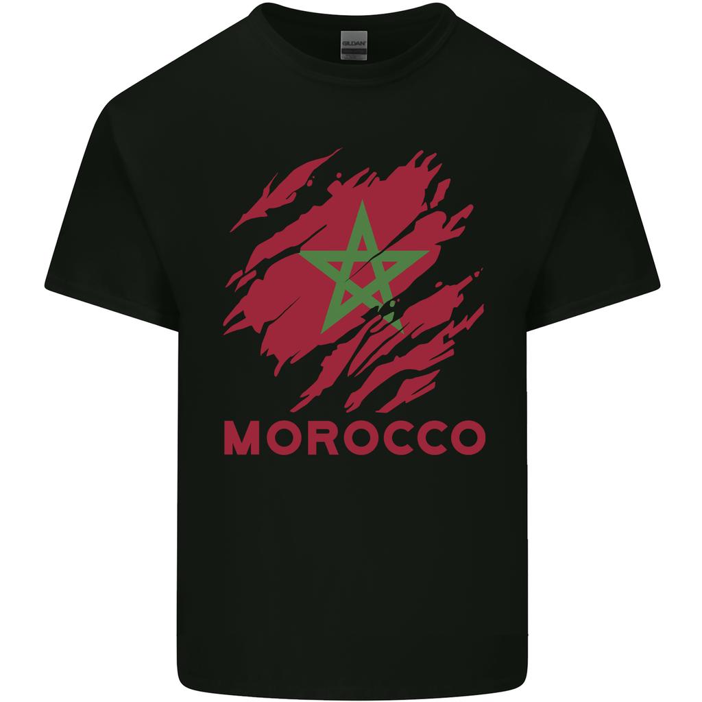 Morocco Ripped Flag Unisexs Light Cotton TShirt