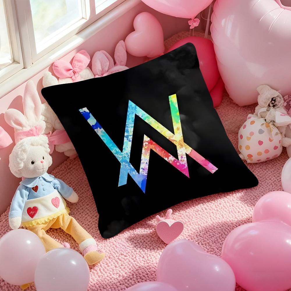 A-Alan Walker Popular Singer Cushion Cover Pattern Printed Pillowcase for Living Room Sofa Cushion Cover & Bedroom Decor
