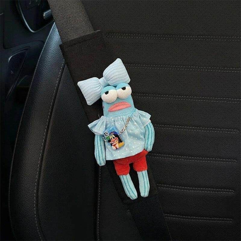 

Car Seatbelt Shoulder Pads, Cute and Creative Cartoon Bikini Bottom Fish Design, Anti-Neck Strain, Gift for Girls, Car Interior Decoration Blue Wave Dot - Cool Fish - Black Shoulder Pads