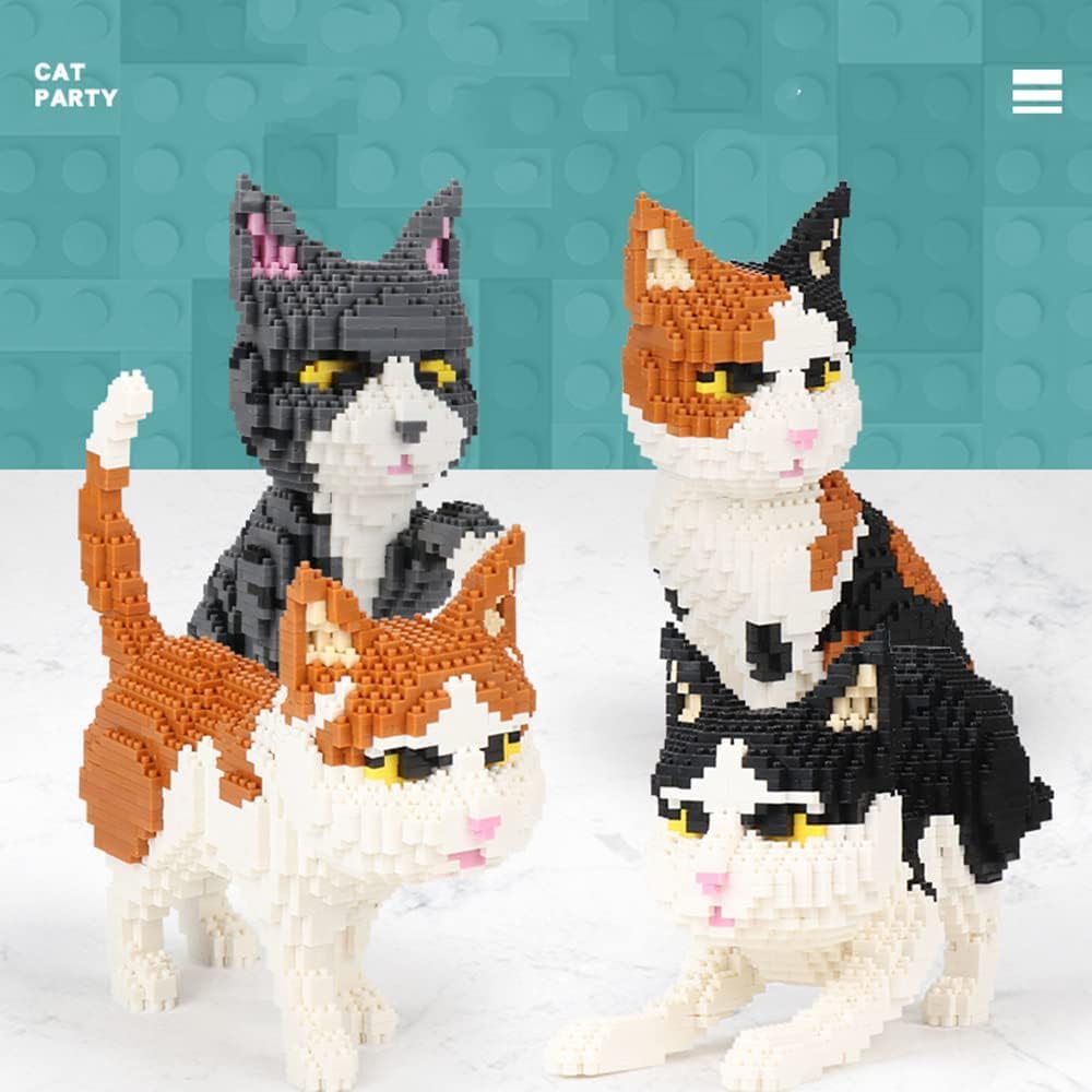 Building Blocks Cat Pet Building Toy Sets, DIY Animal Blocks Adult Building Set Micro 3D Building Toy Bricks Cats Construction Toy Gift for