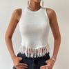 Chaleco Crop Top de Verano Casual sin Mangas de Color Sólido con Borlas para Mujer