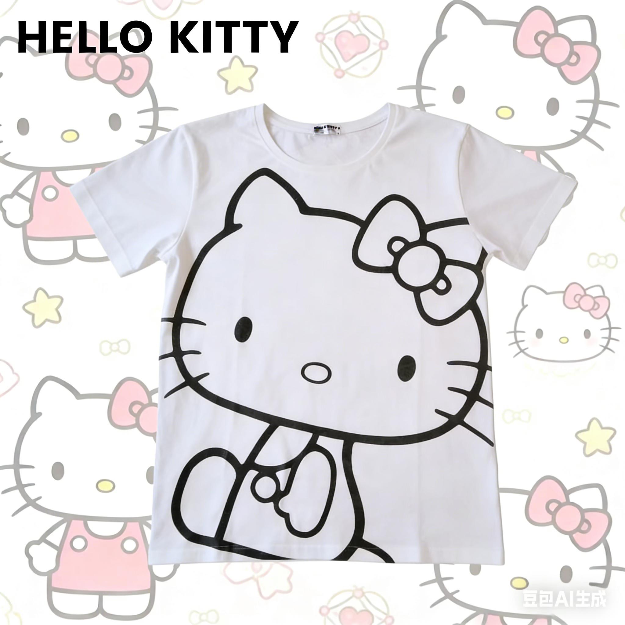 

2026 Hello Kitty Tee soft cotton short sleeve crew neck cute print lightweight summer top for Women daily casual wear S