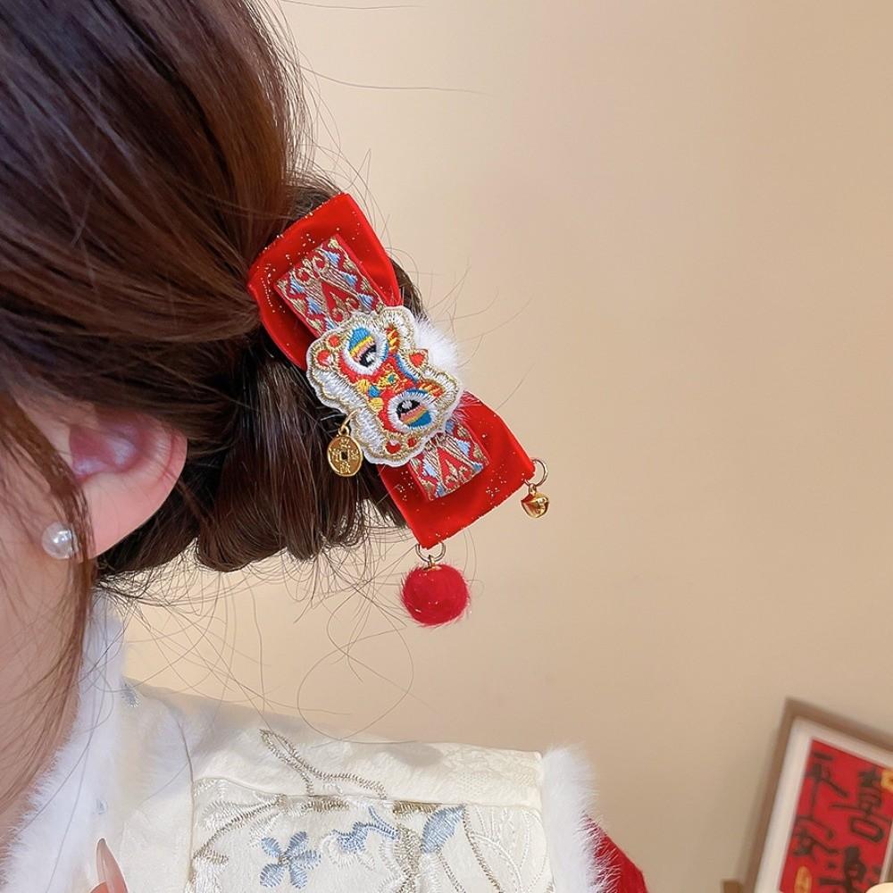 Tassels Chinese Tassel Bow Hairpin Lion Dance Flocking Hair Clip  Masquerade Party