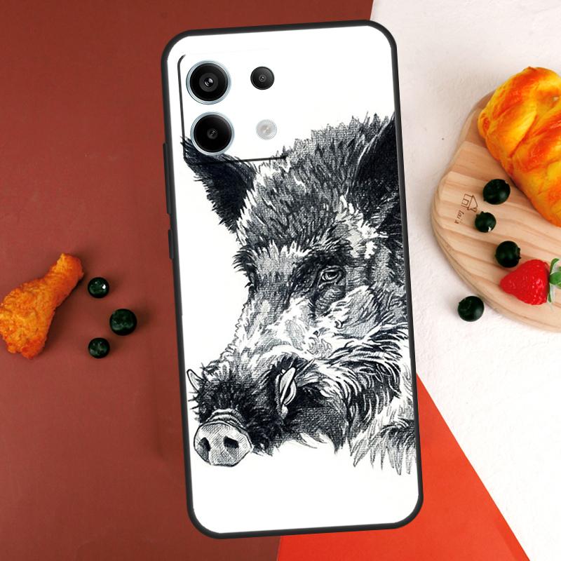 

Cute wild boar funny Cartoon Case For Xiaomi Redmi Note 13 14 Pro 9 10 11 12 Pro 10S 11S 12S Redmi 13C 10C 12C 14C Coque Redmi Note 11 Pro