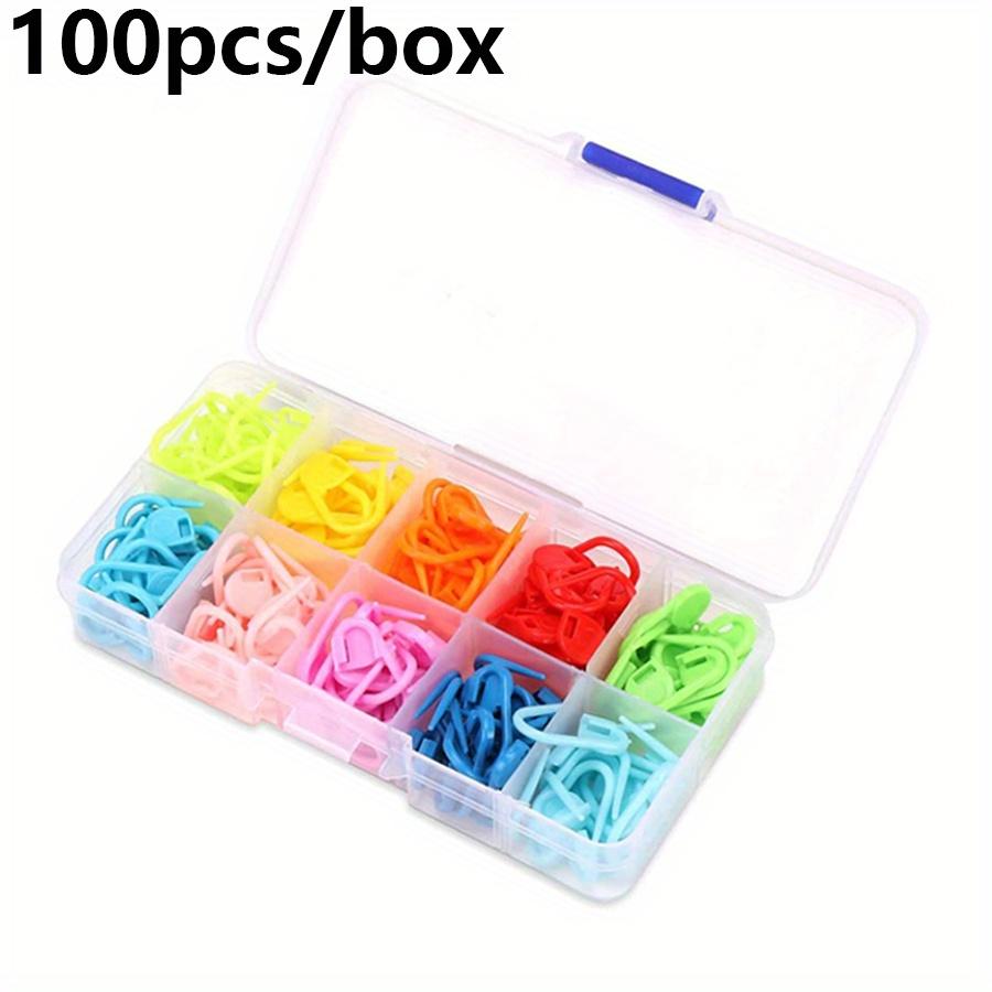 

100pcs/box 2cm Plastic Knitting Crochet Colourful Locking Stitch Latch Hooks Markers Pins Clips Household DIY Craft Sewing JXB