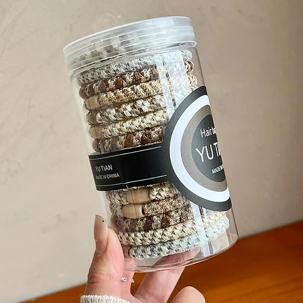 15Pcs Woven High Elasticity Hair Bands for Women's Hair Tie Basic Rubber Bands Thickened High Ponytail Headband Hair Accessories