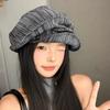 Retro Pleated Cloud Octagonal Hat Children Spring And Autumn Casual Versatile Literary Beret Showing Small Face
