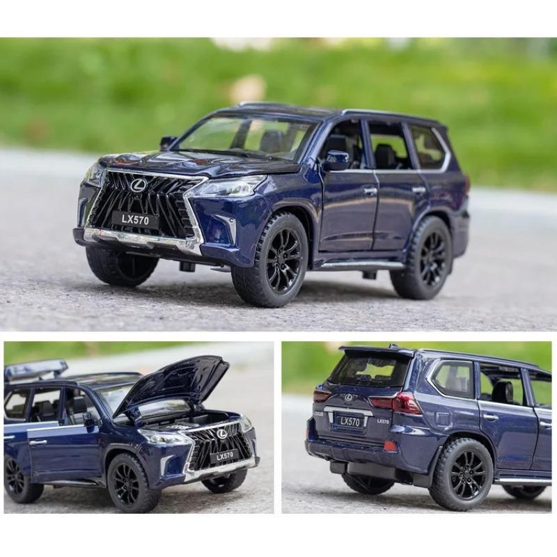1/32 Scale LEXUS LX570 SUV Alloy Off Road Diecast Metal Model Sound & Light Toy Home Decoration Trendy Ornaments Children Toy Present