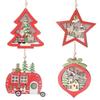 Christmas LED Light Tree Star Car Wooden Pendants Ornaments Xmas DIY Wood Crafts Kids Gift Festival Party Supplies