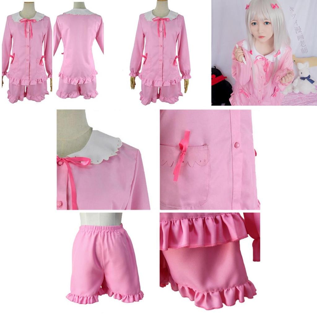 Eromanga Sensei Izumi Sagiri Pink Pajamas Costume Set With Stylish Hairpins Included
