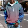 Men's Half-Zip Hooded Plaid Pullover Drawstring Print Casual Sports Sweatshirt