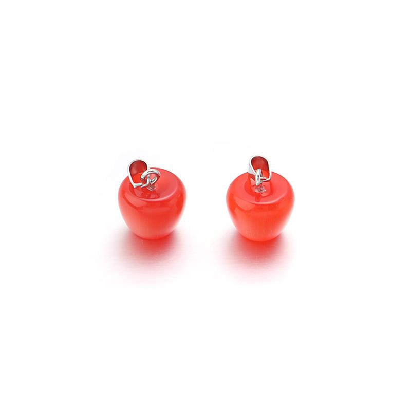 2Pcs/Lot Natural Cat Eyes Stone Apple Charms For Jewelry Making 14x15mm Transparent Quartz Pendant Diy Jewelry Finding Crafts