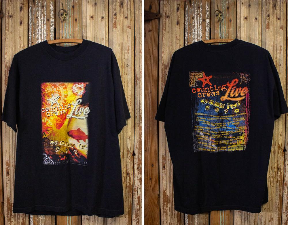 Vintage Counting Crows Summer Tour Concert T Shirt 2000 Black Unisex T-Shirt S