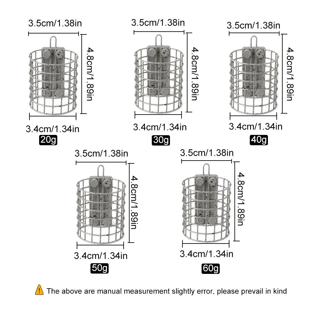 FTK 1 Pc Length 20g-60g Carp Cage Feeder European Fishing Equipment Spotted Style Will Not Rust Suitable for Carp Fishing