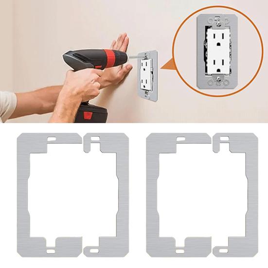 10Pcs Dual-Plate Wall Plate Spacers Stainless Steel Flush Fit Device Leveling Plate Loose Wall Electrical Outlet Switch Repair Receptacle Spacer