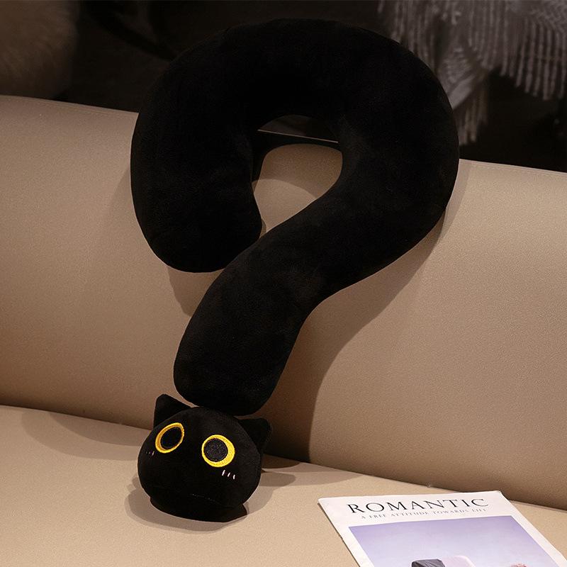 Cartoon Cat Question Mark Neck Pillow Throw Pillow Girls Office Sleeping U-Shaped Pillow Travel Nap Artifact Rag Doll