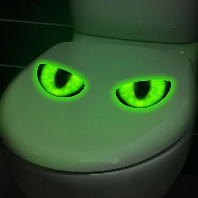 

Креативные светящиеся в темноте синие и зеленые наклейки для глаз для ванных комнат, туалетов и стен дома, наклейки на стены. One Size зелёный