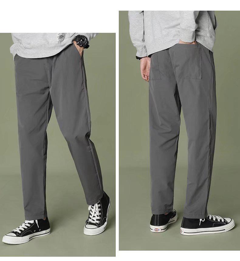 

Мужские модные прямые повседневные укороченные брюки - универсальные тонкие однотонные 2XL темно-серого