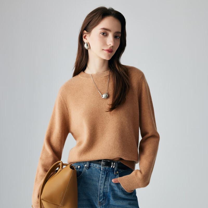 PALUOPO Women's Thick Cashmere Round Neck Sweater