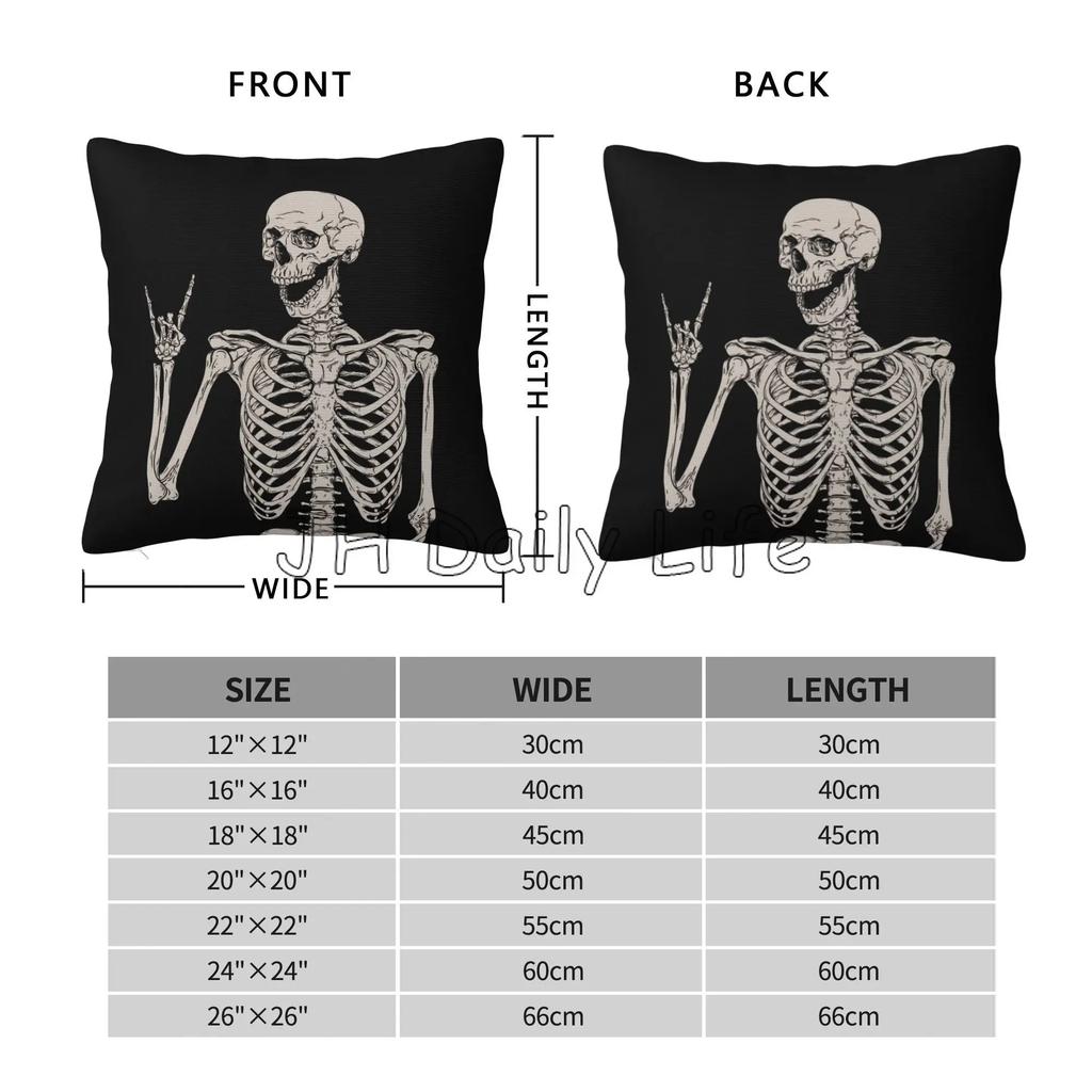 Skull Human Skeleton Throw Pillow Cover Human Skeleton Posing Decorative Pillow Case Cushion Cover Home Sofa Decor 18x18 Inch