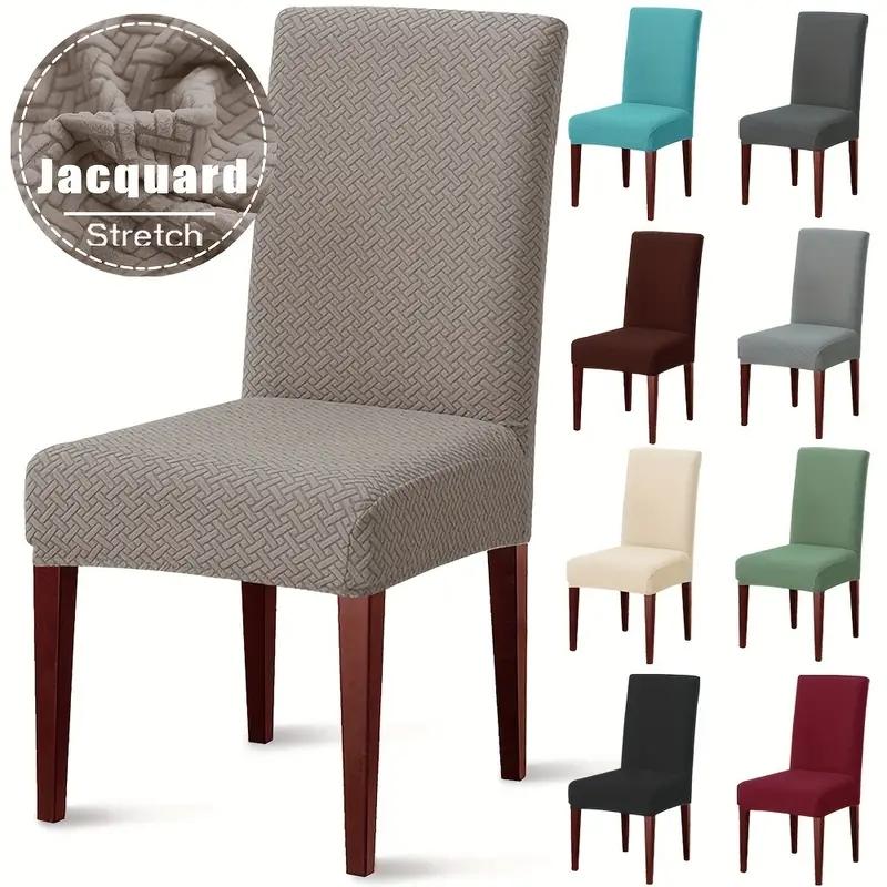 

Chair Cover Stretch Jacquard For Dining Room Cheap Wedding Banquet Hotel Seat Slipcovers Elastic Universal Size Chair Cover 1PC 1 Piece