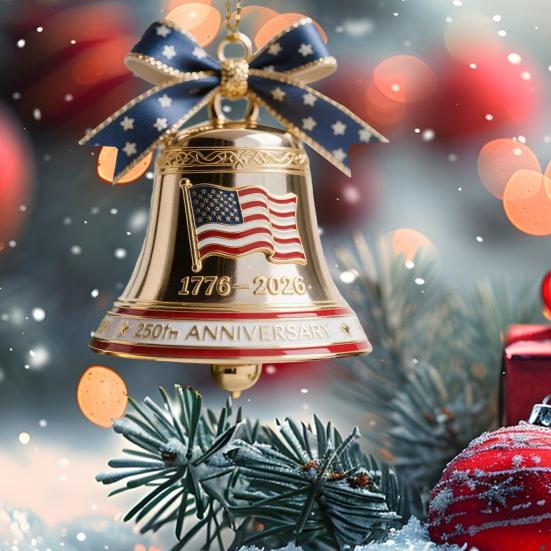 United States 250th Anniversary Bell Ornament Commemorative Patriotic Christmas Tree Hanging Bell Decoration Holiday Party Pendant
