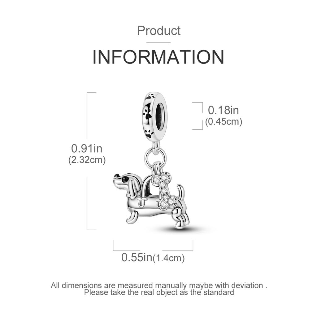 Copper Metal Charm Bead Component Dog Dachshund Zircon Pendant Bead Component Compatible With Authentic Original Bracelet High Quality Fine Jewelry